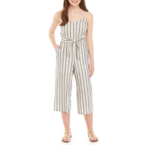 As U Wish Pants - As U Wish Button Tie Front Linen Jumpsuit